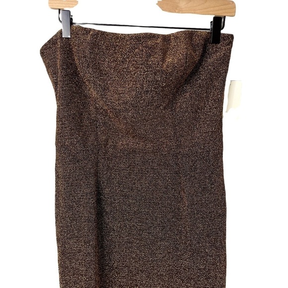 Dress The Population Claire Strapless Dress Bronze Shimmer Size Medium Bodycon - Picture 3 of 9